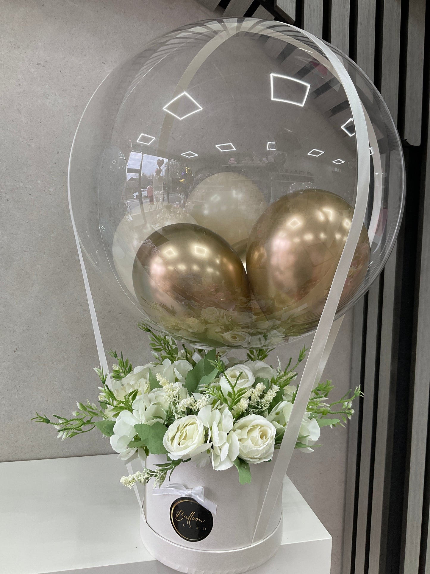 Luxury White & Gold Hot Air Balloon Flower Bouquet
