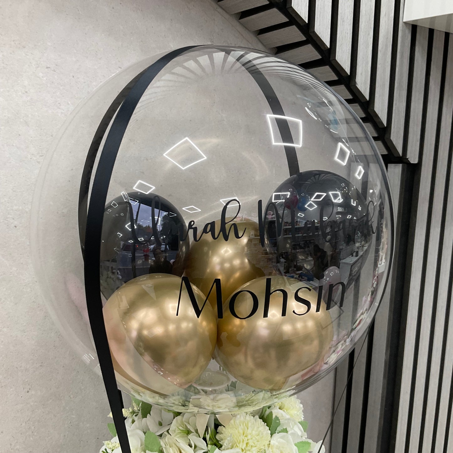 Umrah Mubarak Balloon x Flower Bouquet Customised Balloon / Perfect for a Umrah Return Gift / Personalised to your choice Next Day Delivery