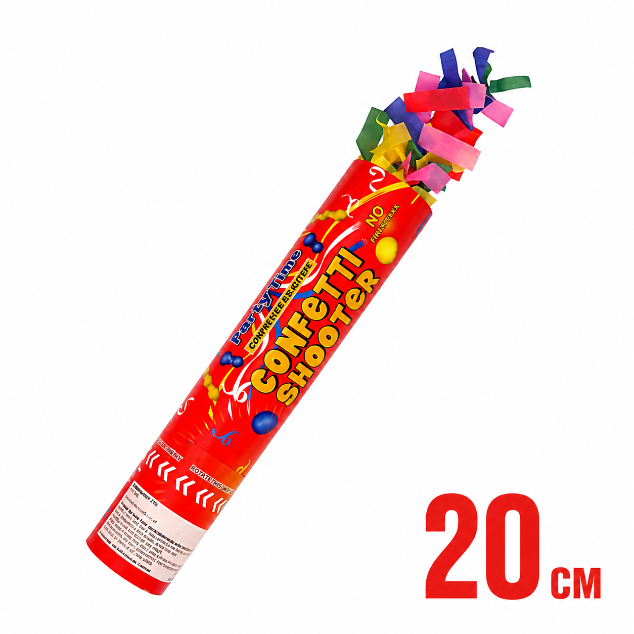 20cm Multicolour Confetti Shooter Cannon | Party Confetti Popper