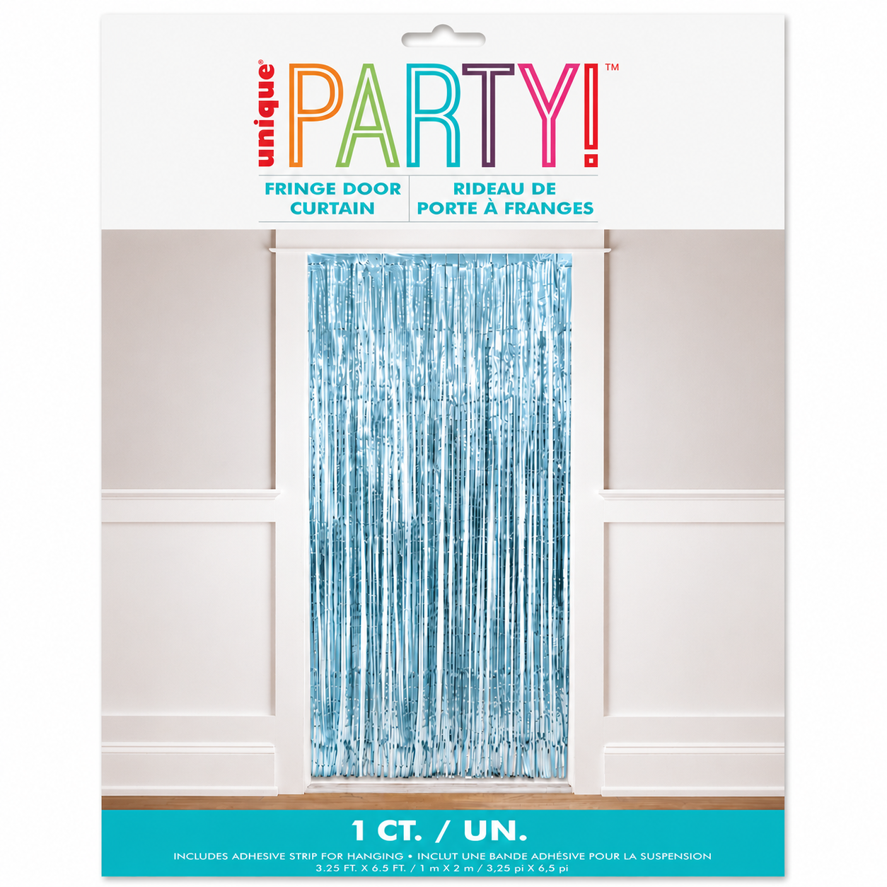 Light Blue Foil Curtain Backdrop – Metallic Party Door Curtain Decoration