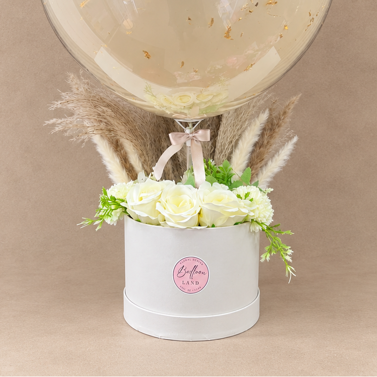 White Faux Pampas Balloon Flower Bouquet