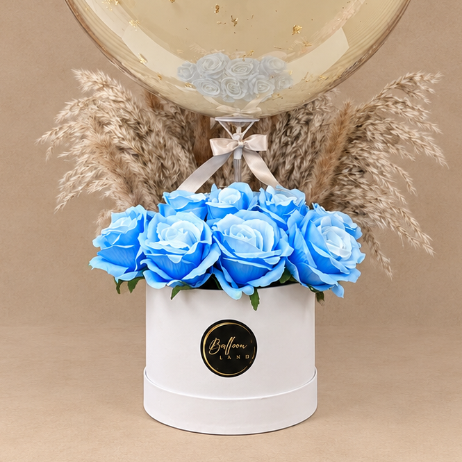 Luxury Personalised Gold Leaf Balloon Flower Box