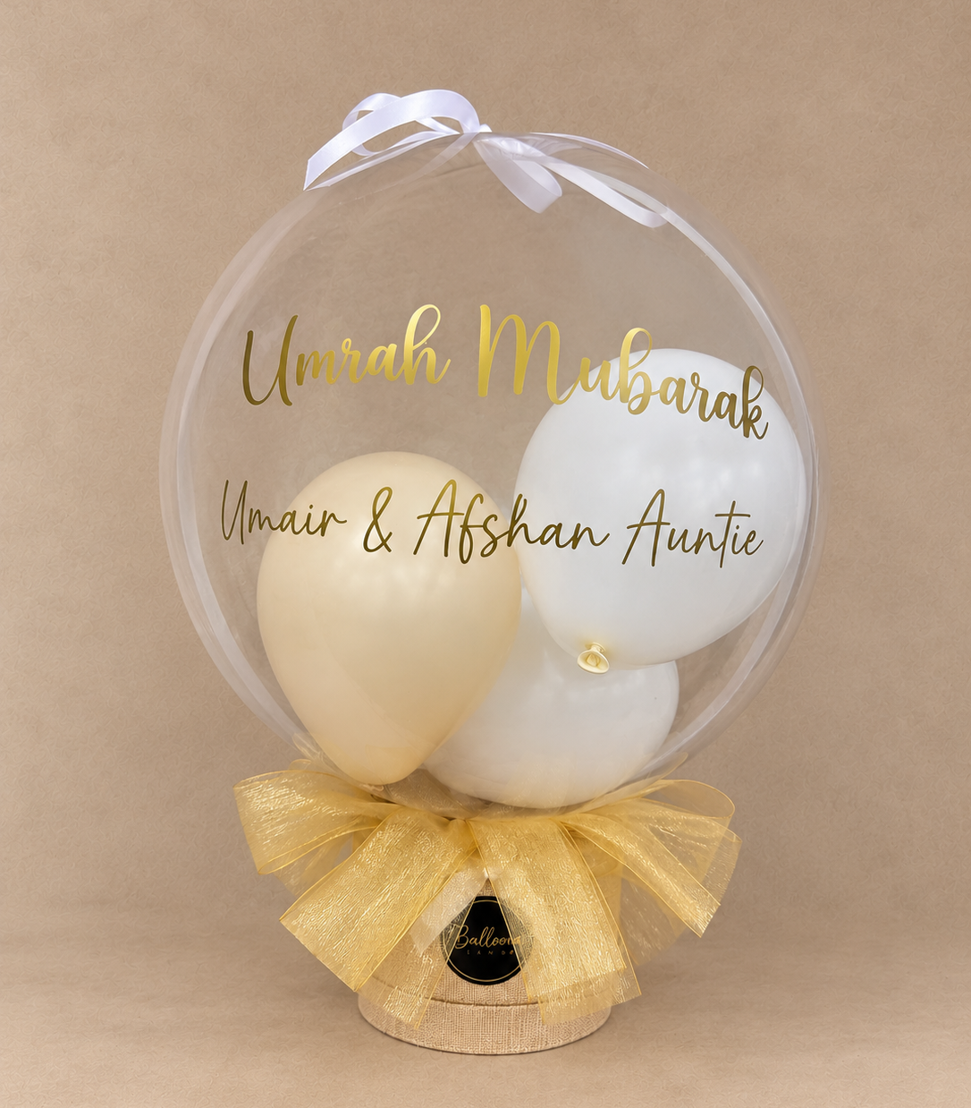 Umrah Mubarak Balloon Hat Box Customised Balloon / Perfect for a Umrah Return Gift / Personalised to your choice / Next Day Delivery