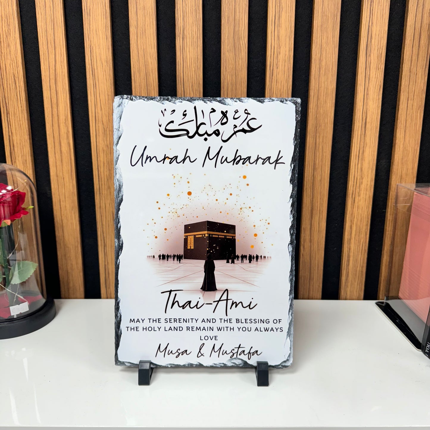 Umrah Mubarak Slate Female illustration