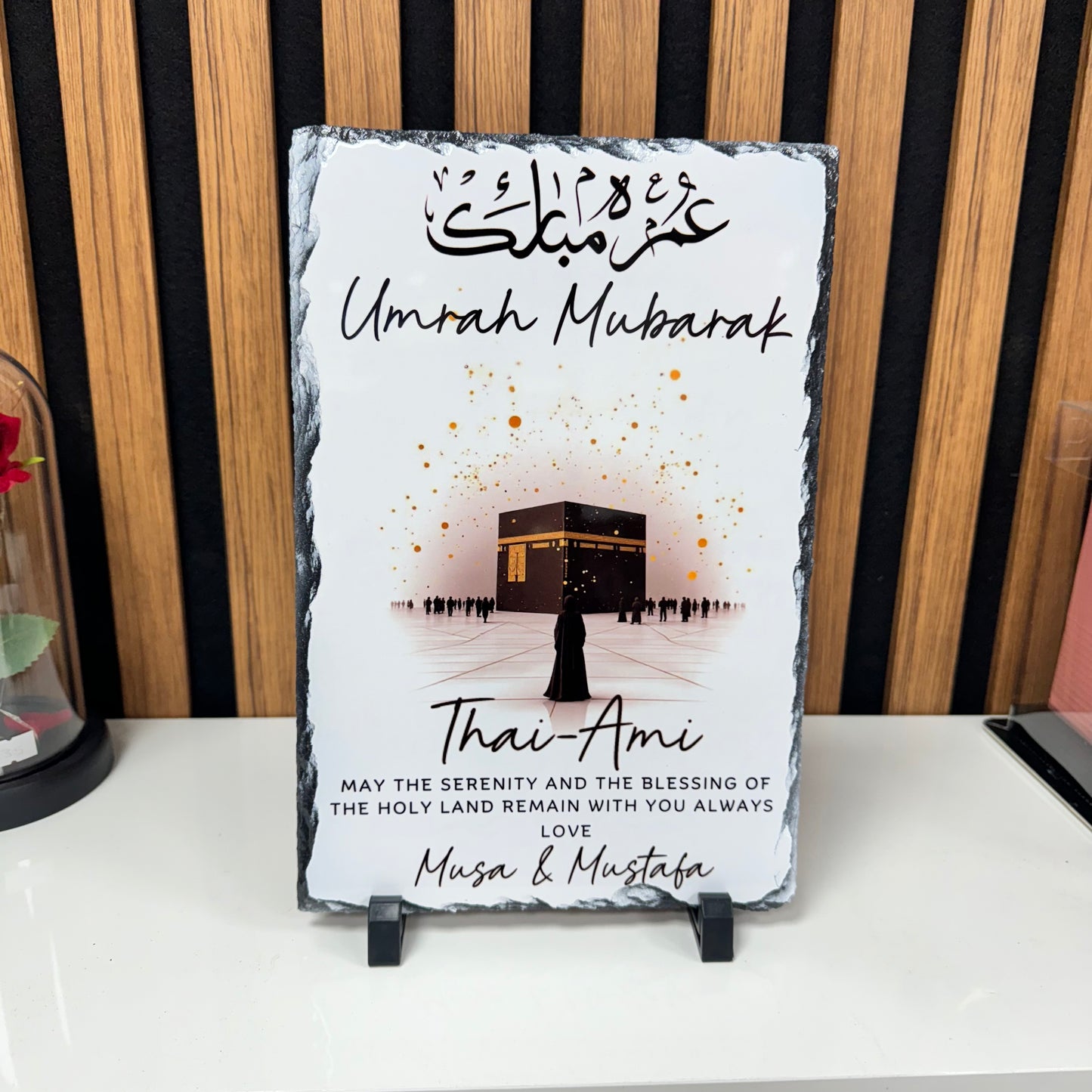 Umrah Mubarak Slate Female illustration