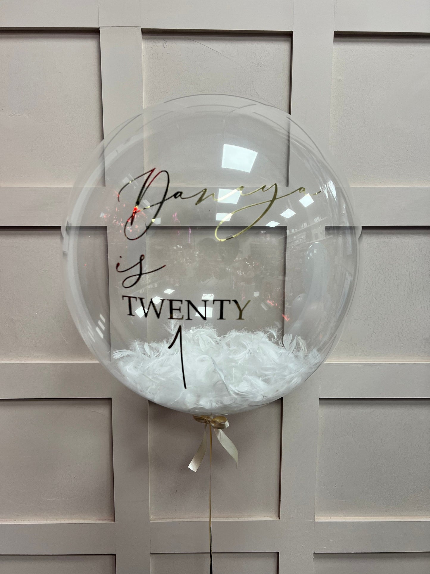 White Feather Birthday Balloon