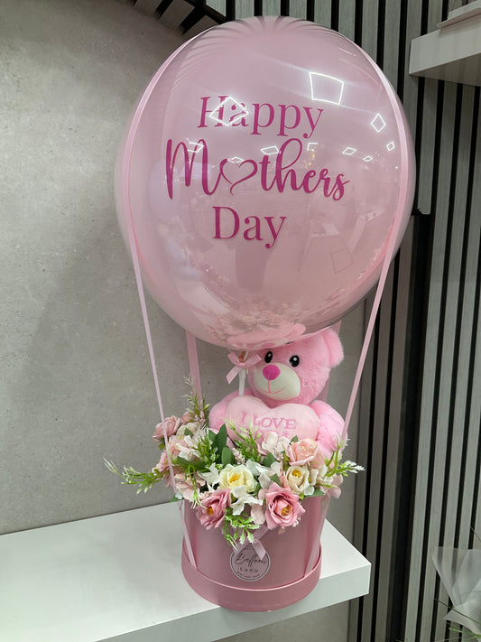 Mothers day Balloon / Personalised Balloon / Worlds Best Mum / Flower Bouquet WITH TEDDY