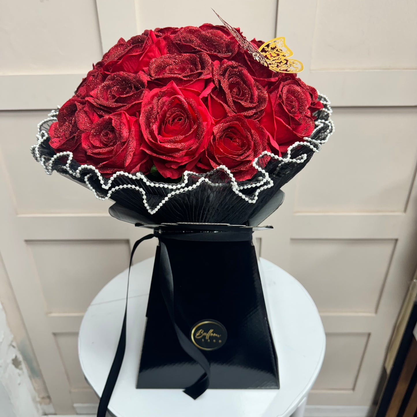 25 Red Artificial Glitter Roses