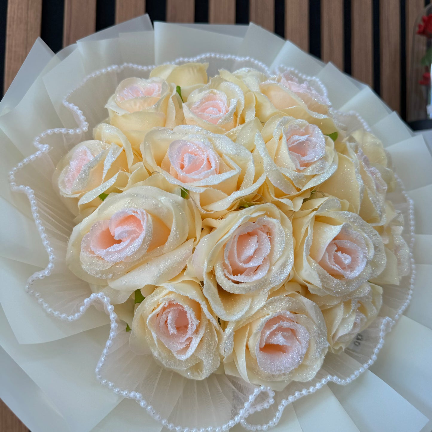 Pink Light up Glitter Roses