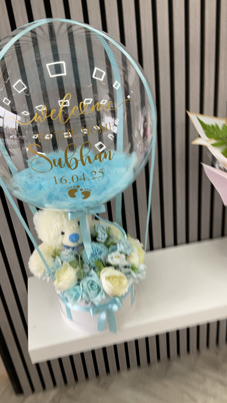 Welcome To The World Balloon & Teddy Bouquet ( new born )