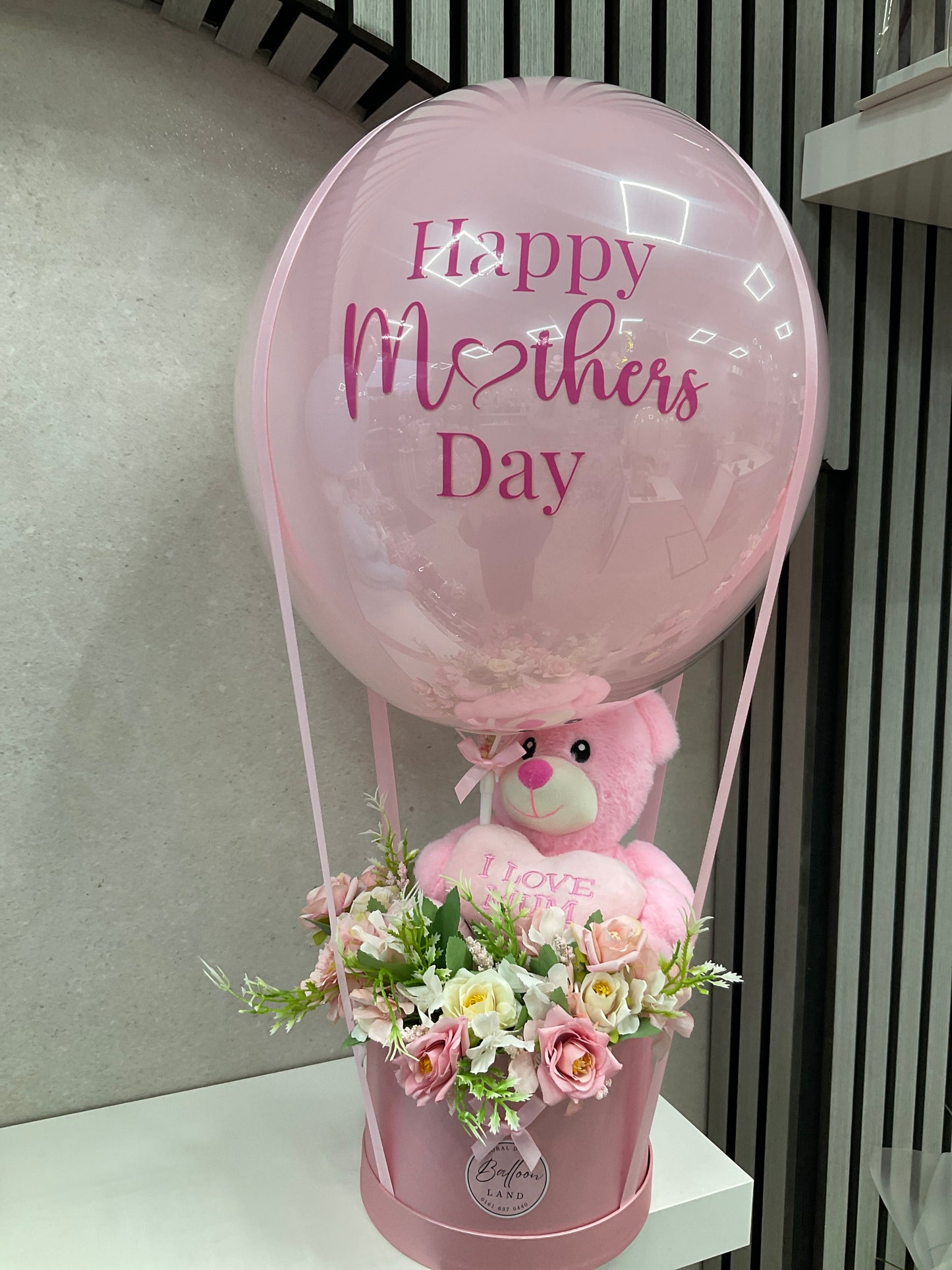 Mothers day Balloon / Personalised Balloon / Worlds Best Mum / Flower Bouquet WITH TEDDY