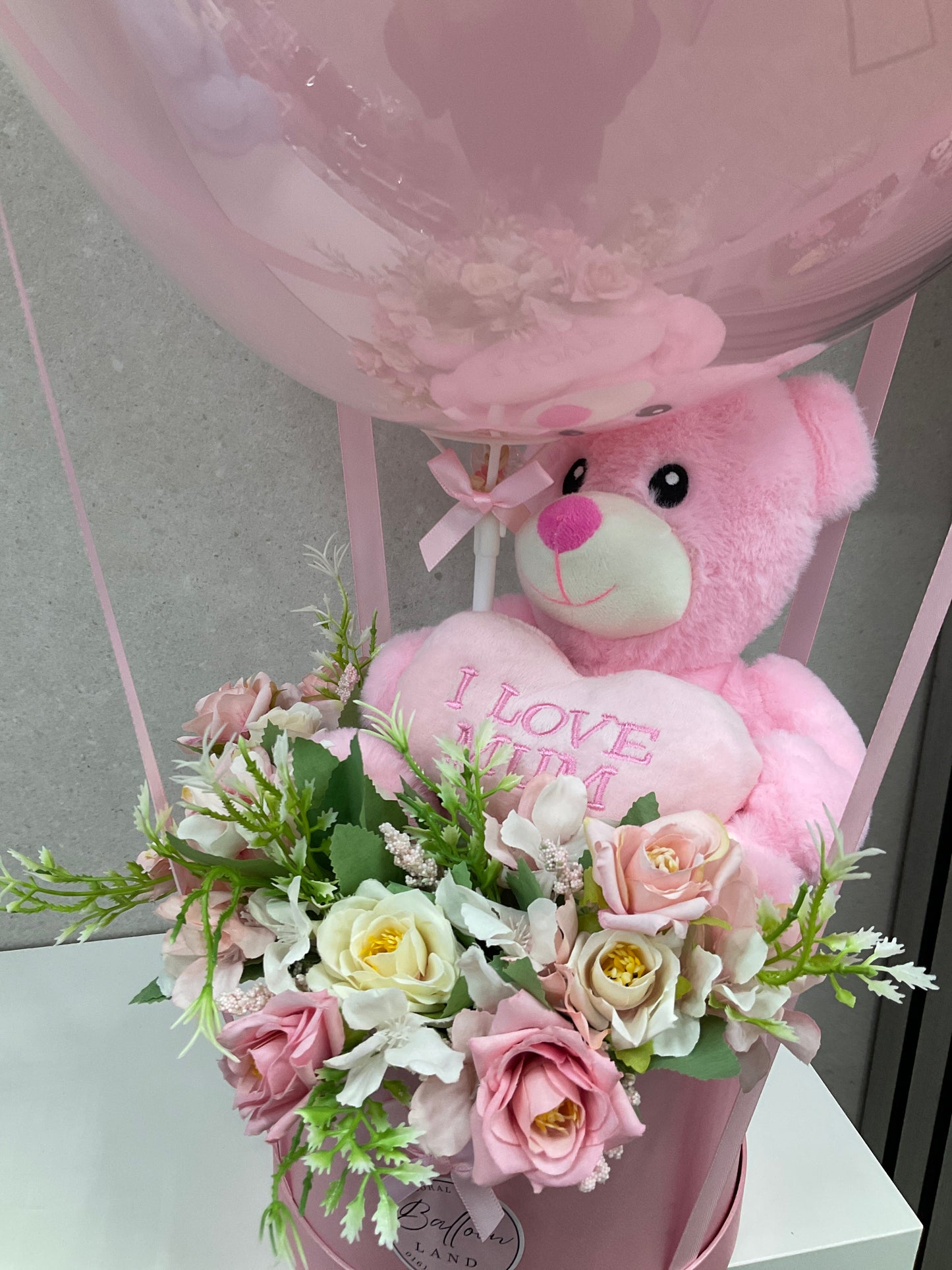 Mothers day Balloon / Personalised Balloon / Worlds Best Mum / Flower Bouquet WITH TEDDY