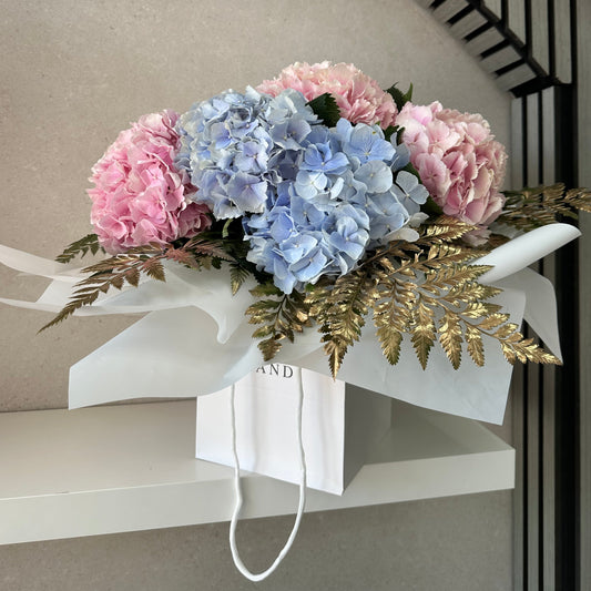 Golden Gender Reveal Hydrangea Bouquet