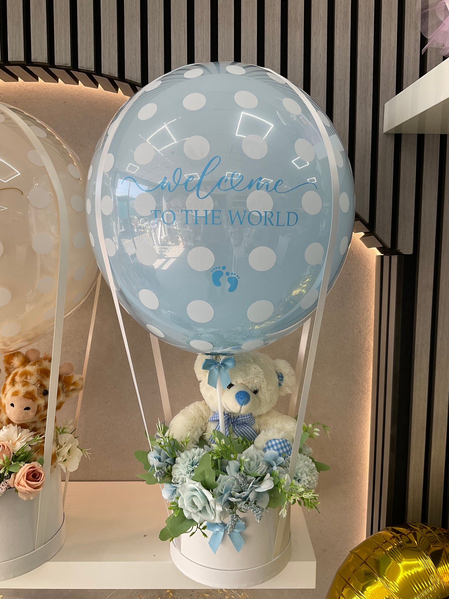 Welcome to the World Baby Boy gift with a soft teddy