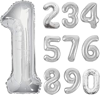 Silver Number Balloons 34” Giant Number Balloons