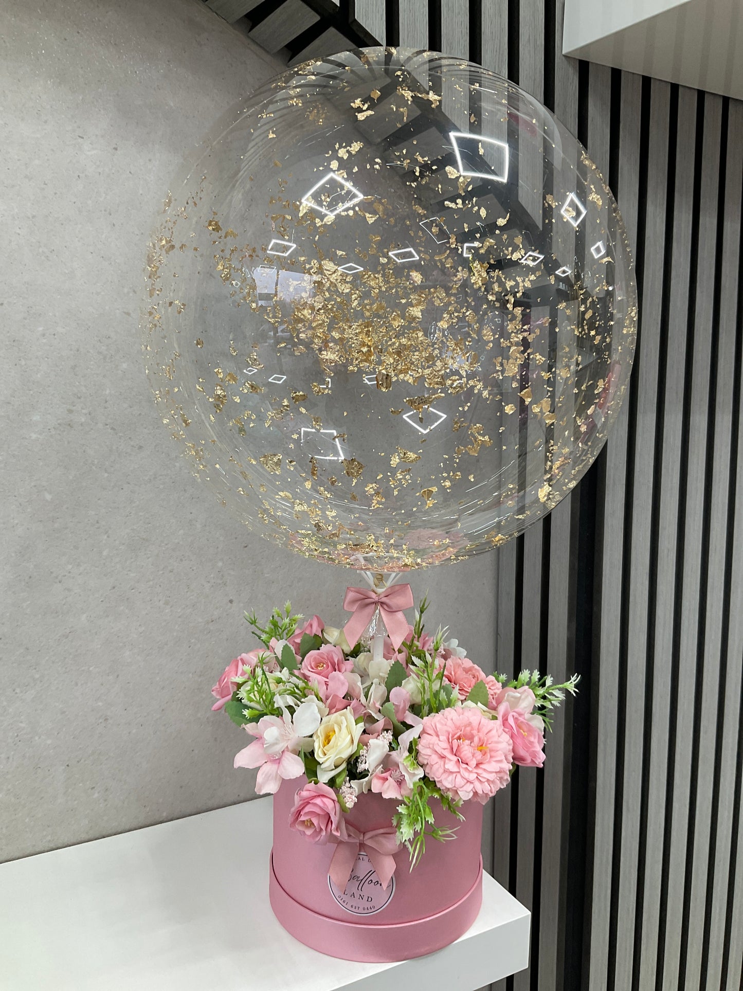 Mothers Day Flower Balloon Bouquet Gold