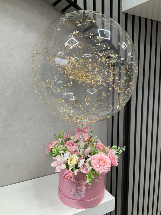 Mothers Day Flower Balloon Bouquet Gold