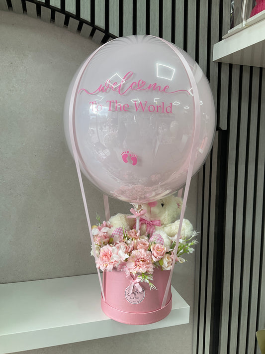Baby Girl Arrival Balloon x Flower Bouquet Customised Balloon / Perfect for a Gift