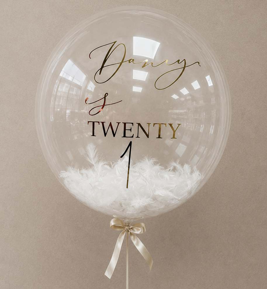 White Feather Birthday Balloon