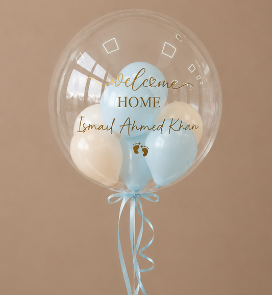 Welcome home balloon / personalised balloon / orbz balloon / welcome back /