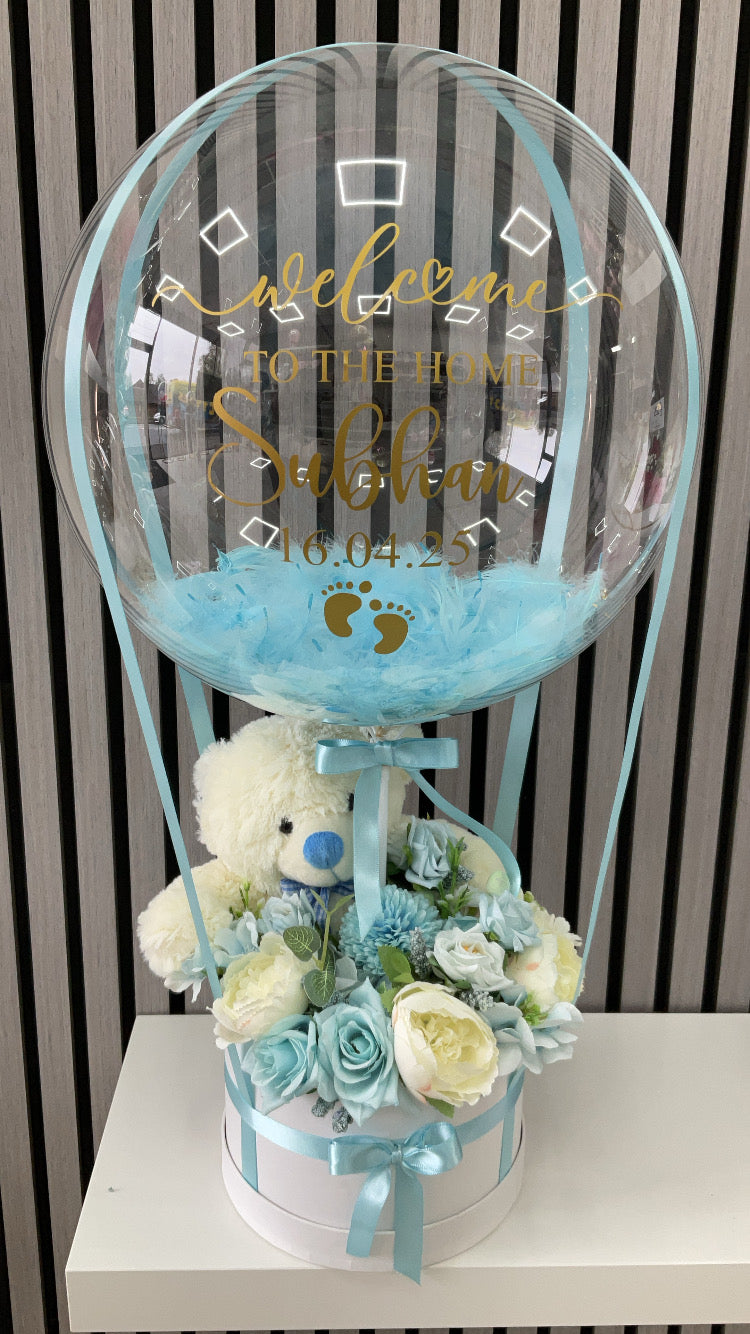 Welcome To The World Balloon & Teddy Bouquet ( new born )