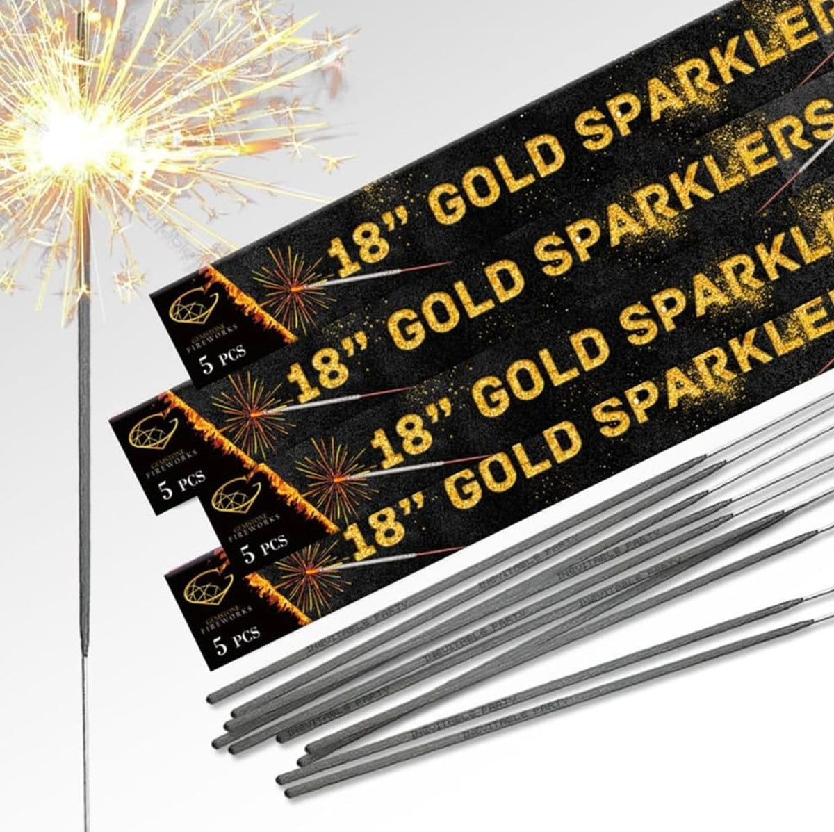 180 Pack 18 Inch Gold Sparklers – Long Burn Wedding Sparklers UK | Party, Birthday, Bonfire Night & New Year Sparklers