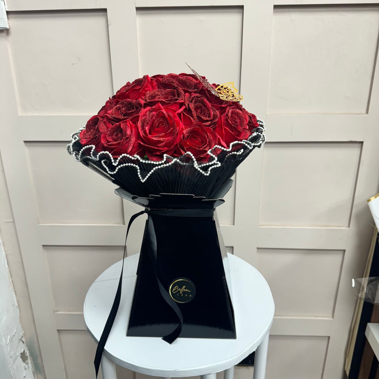 25 Red Artificial Glitter Roses