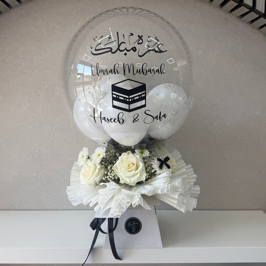 Umrah Mubarak Fresh Balloon Bouquet