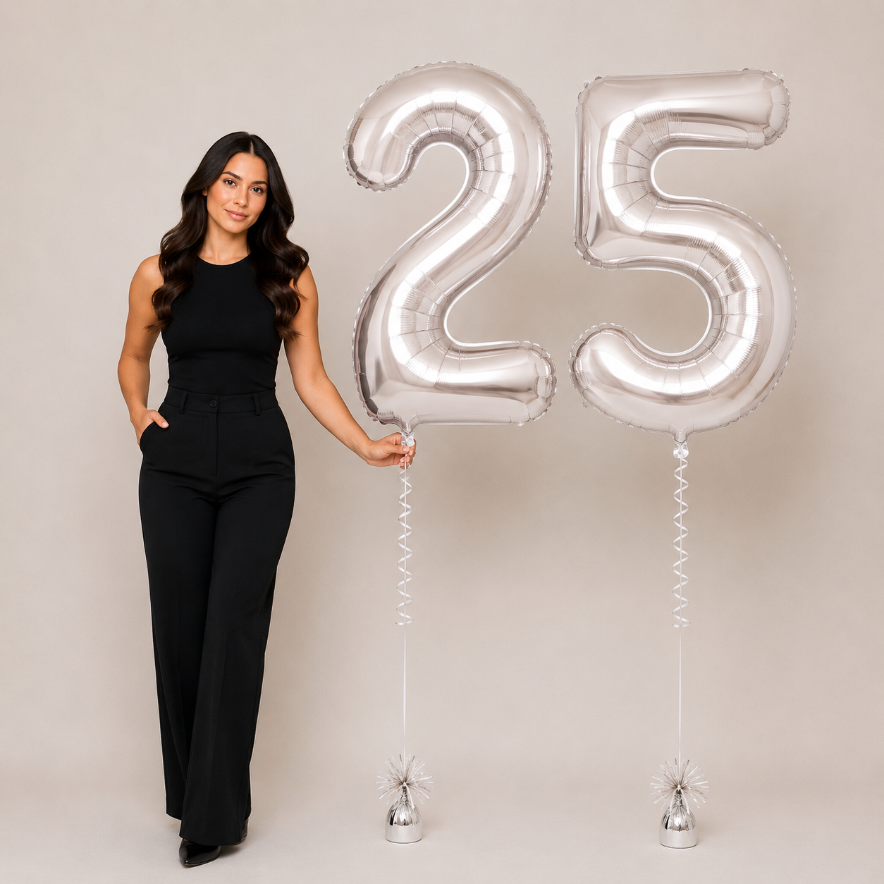 Silver Number Balloons 34” Giant Number Balloons