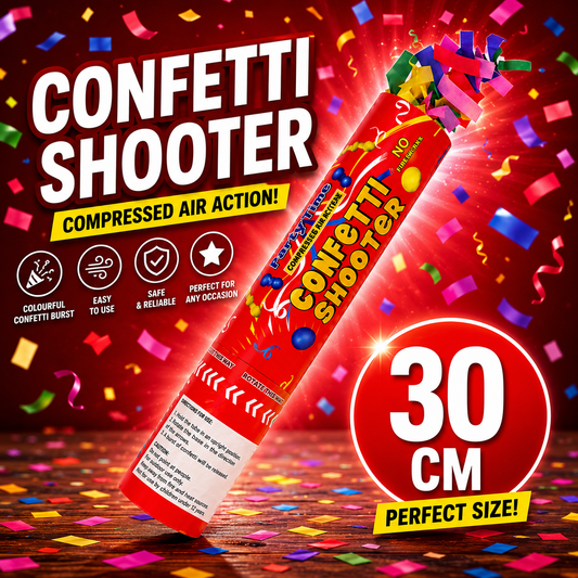 30cm Multicolour Confetti Shooter Cannon | Party Confetti Popper