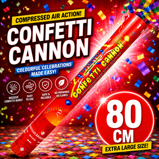 80cm Multicolour Confetti Shooter Cannon | Giant Party Confetti Popper