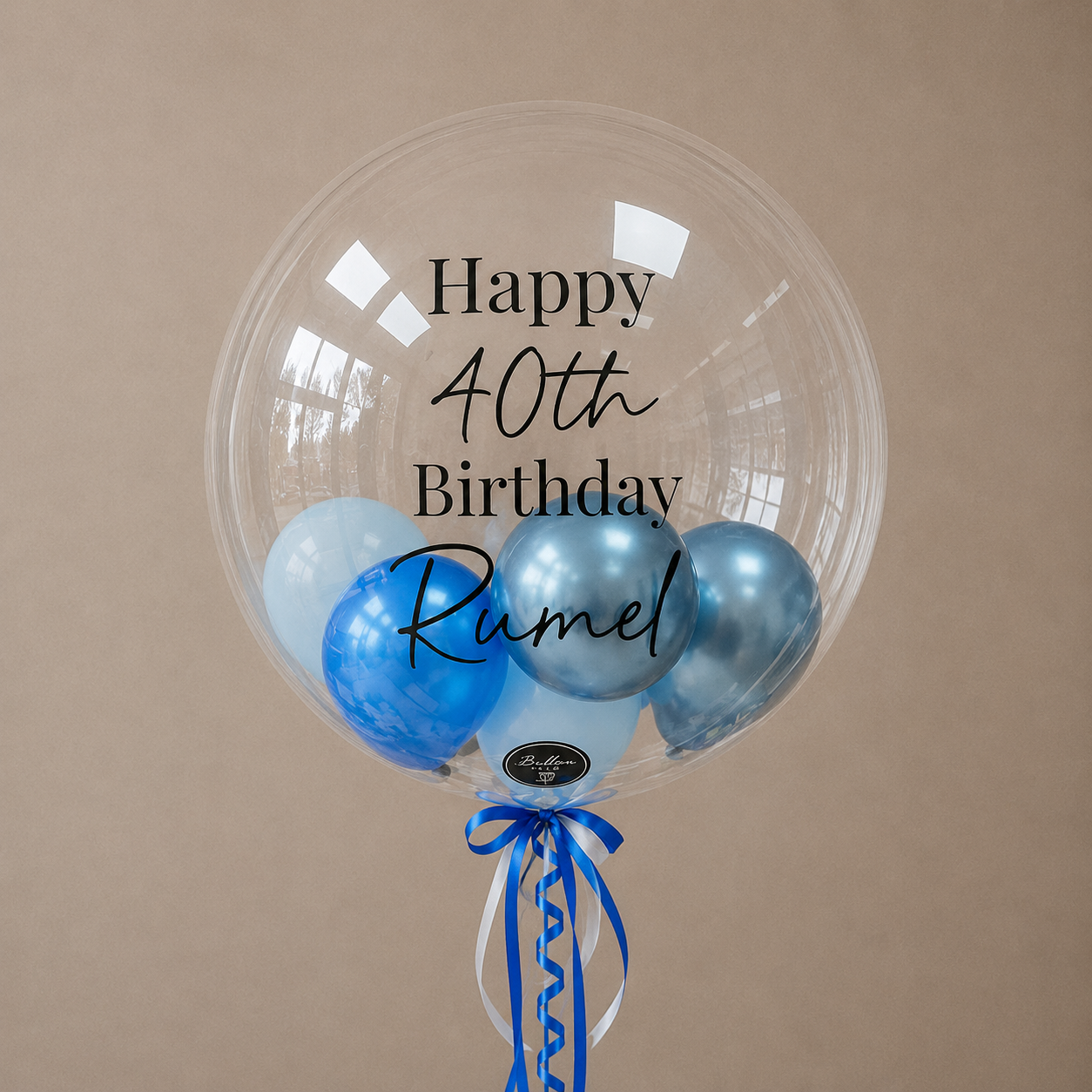Blue Elegance 40th Birthday Balloon