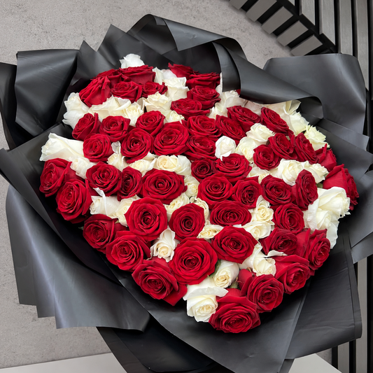 100 Luxury Red & White Rose Bouquet