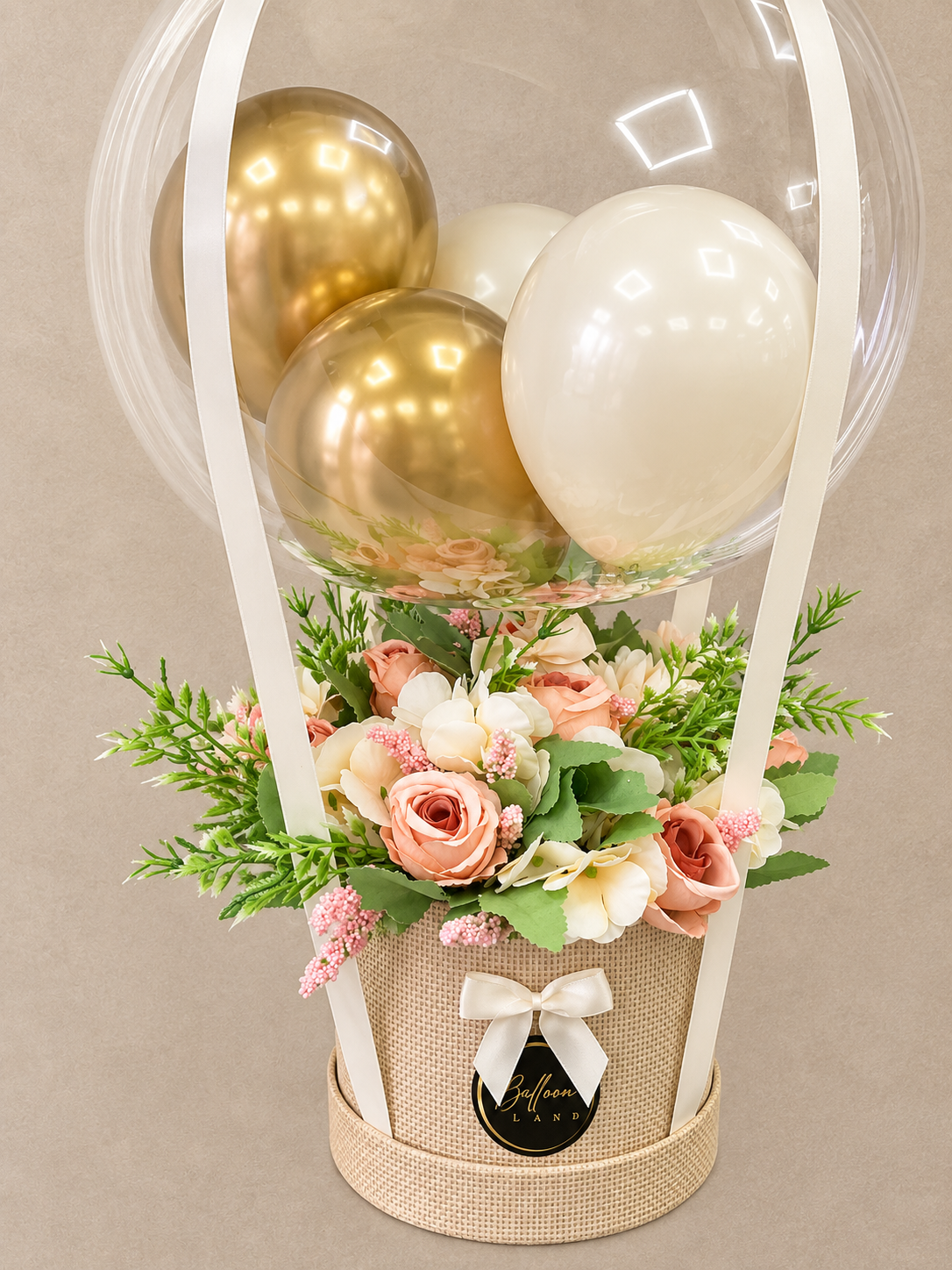 Luxury Nude & Gold Balloon Flower Bouquet