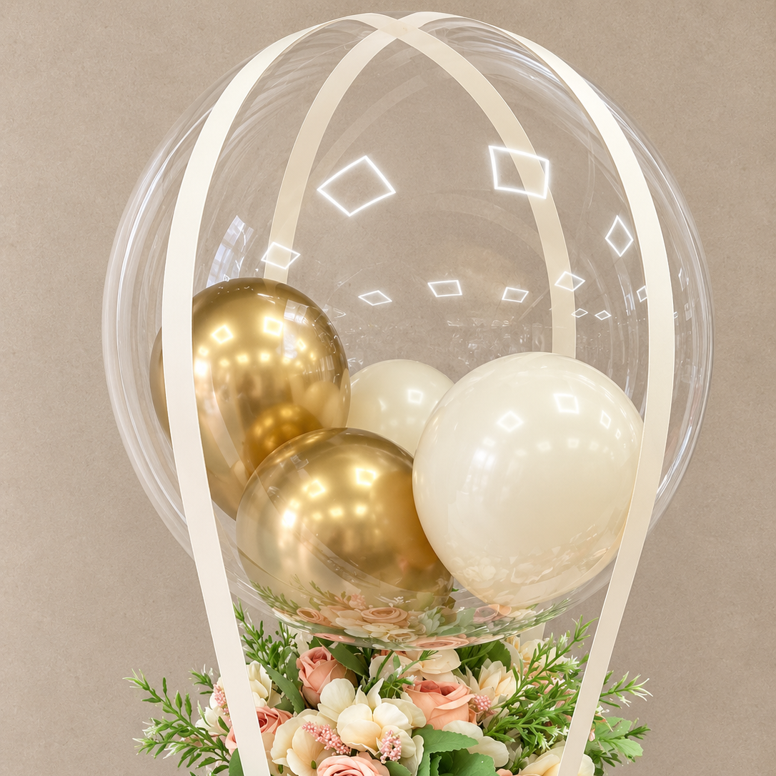 Luxury Nude & Gold Balloon Flower Bouquet