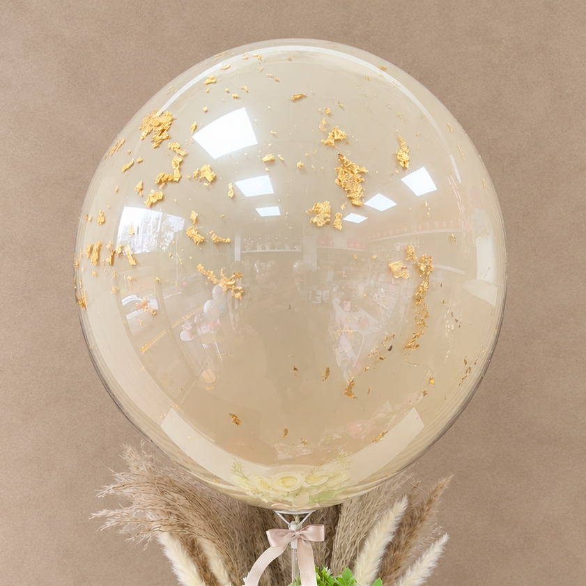 White Faux Pampas Balloon Flower Bouquet