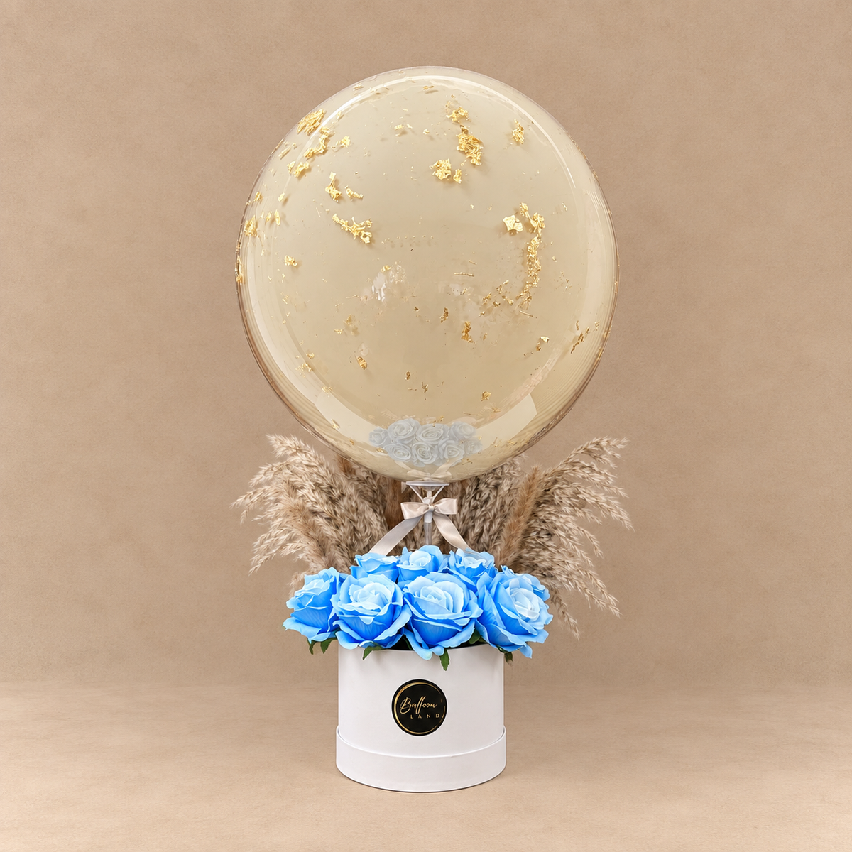Luxury Personalised Gold Leaf Balloon Flower Box