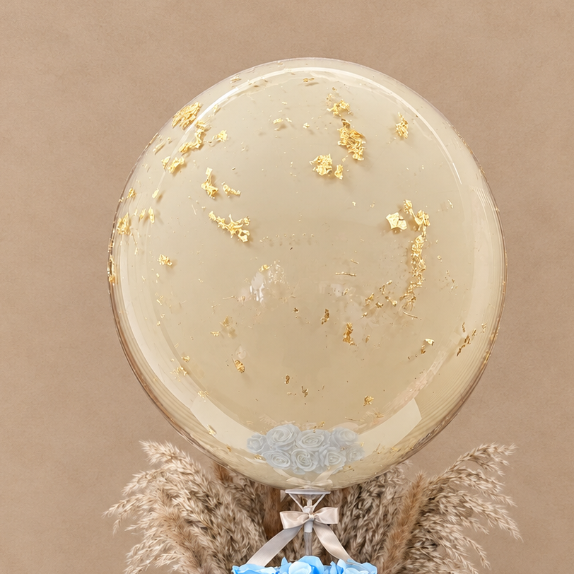 Luxury Personalised Gold Leaf Balloon Flower Box