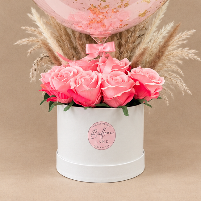 Blush Pink Gold Flake Balloon Flower Hat Bouquet