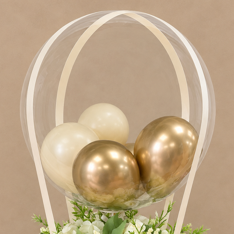 Luxury White & Gold Hot Air Balloon Flower Bouquet