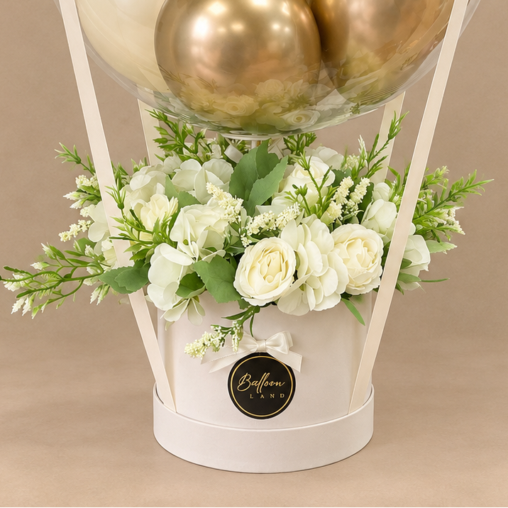 Luxury White & Gold Hot Air Balloon Flower Bouquet