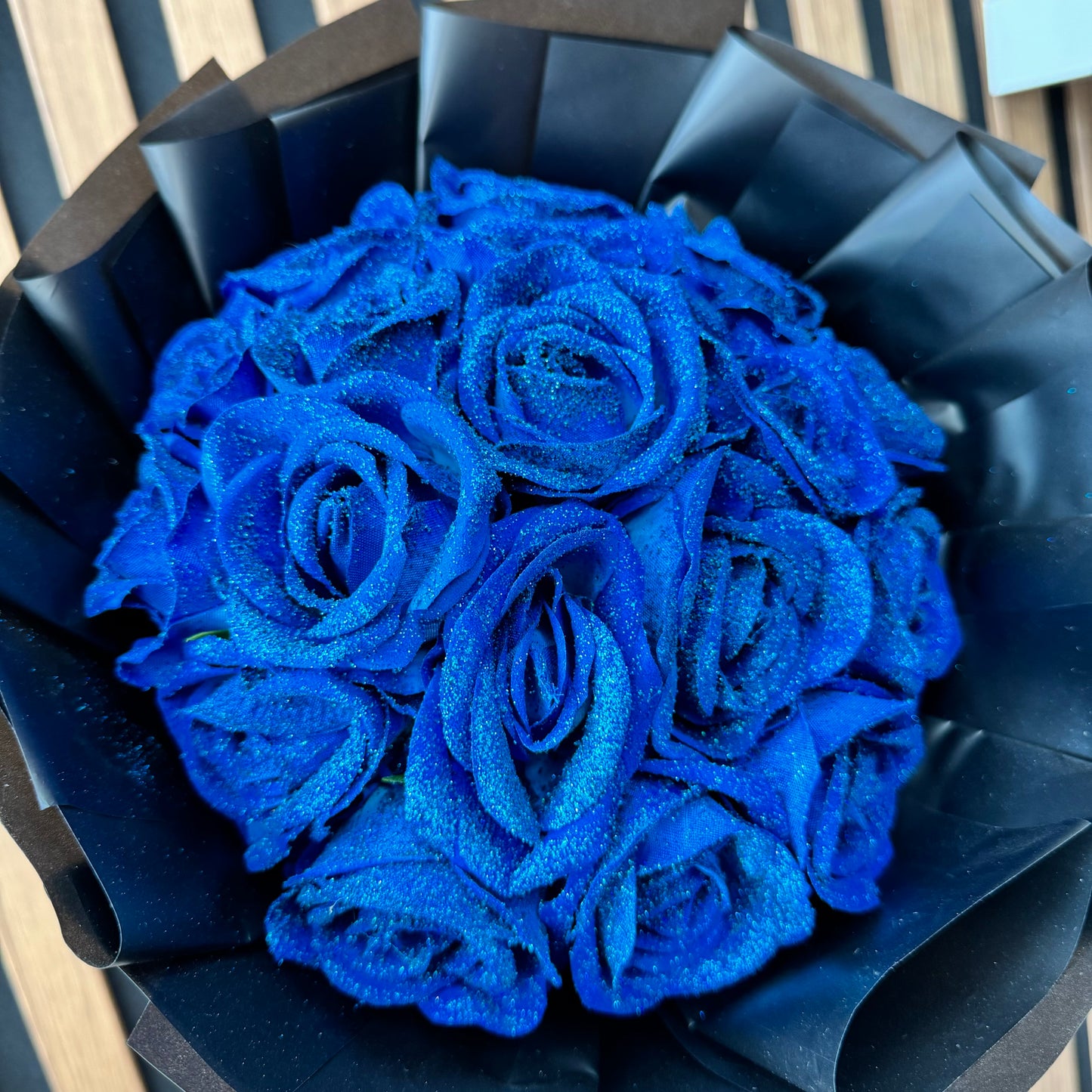 Blue Glitter Roses