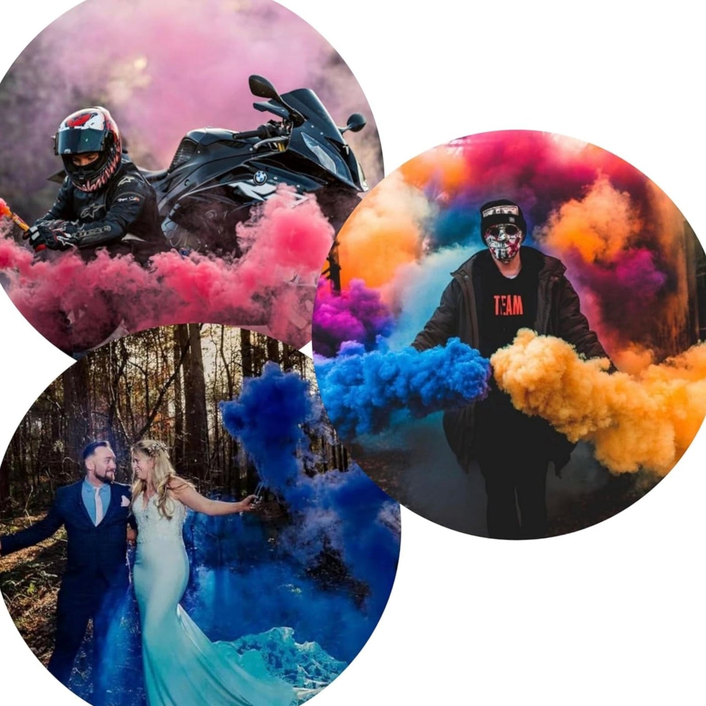 4 Pack Mixed Colour Smoke Flares – Red, Blue, Green & Pink | 60 Second Duration | High Density Smoke Bombs UK | Events, Photography