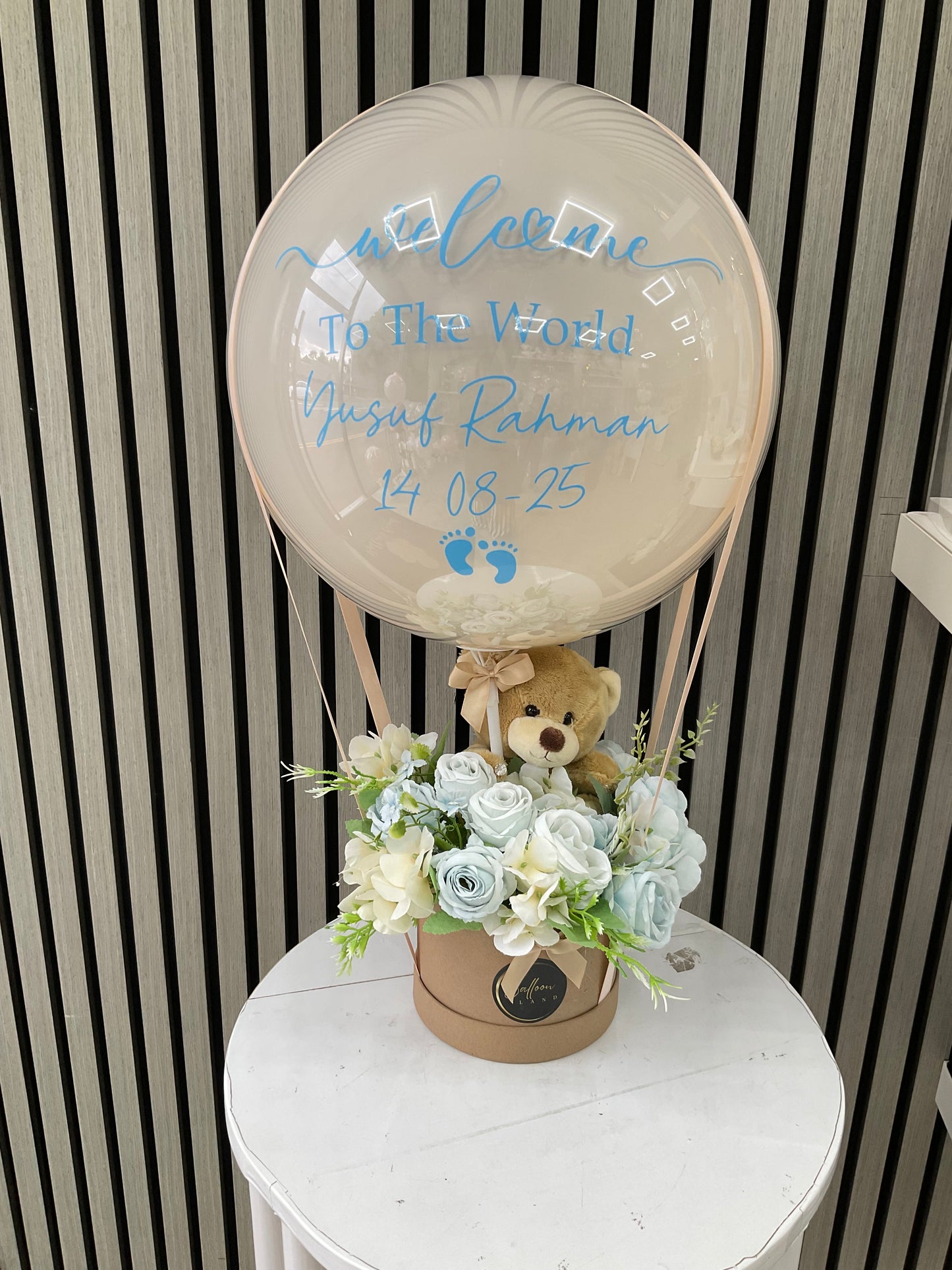 Welcome to the World Baby Boy gift with a soft teddy