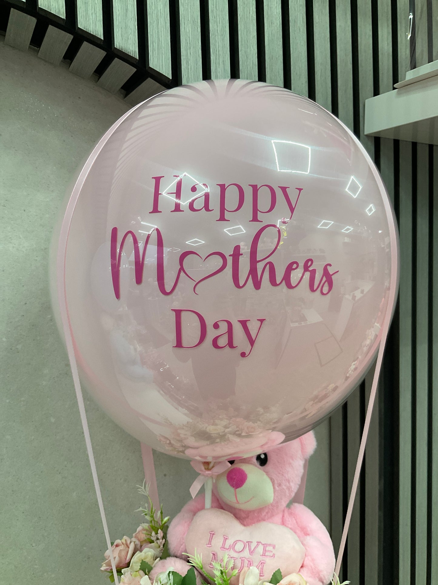 Mothers day Balloon / Personalised Balloon / Worlds Best Mum / Flower Bouquet WITH TEDDY