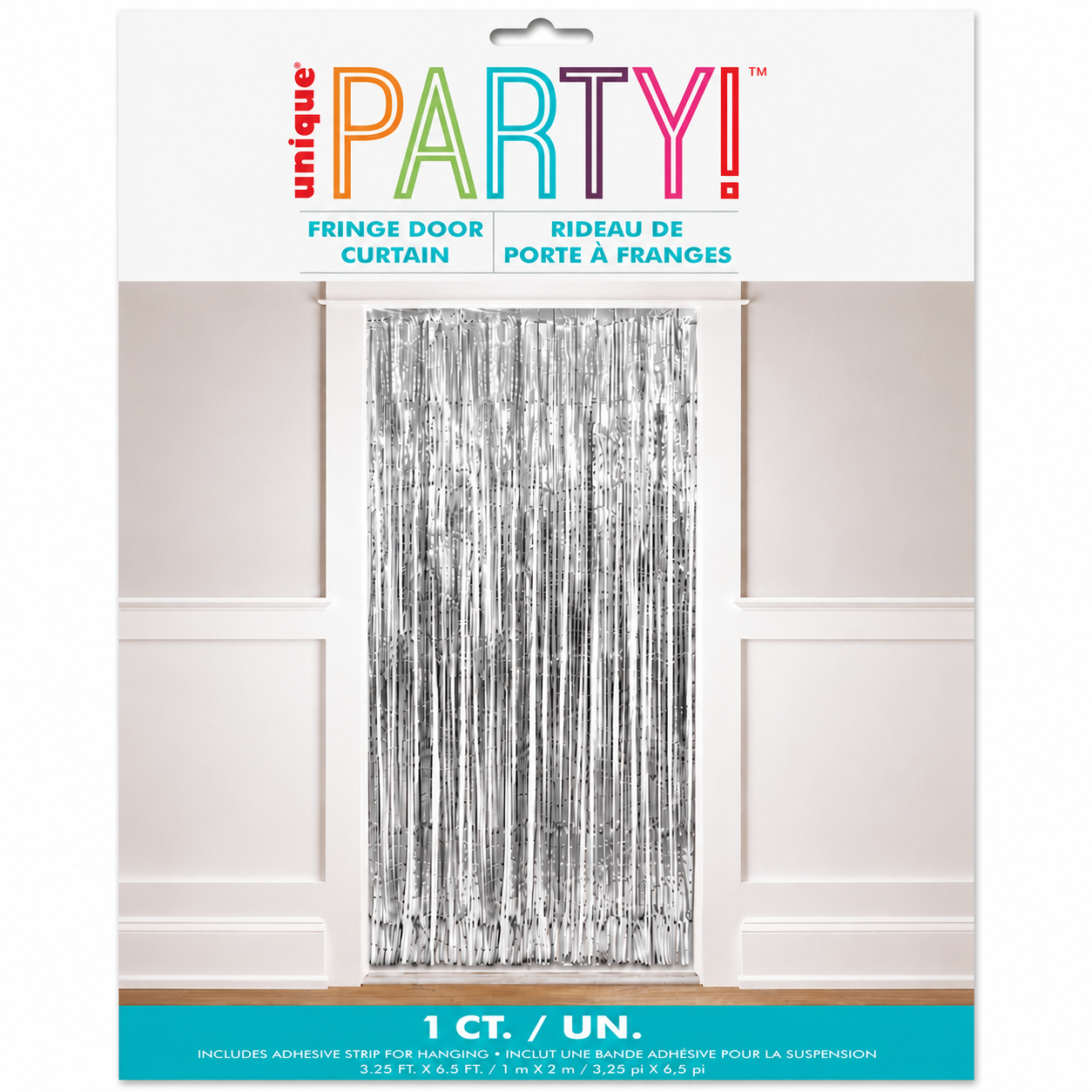 Silver metallic foil curtain backdrop for birthdays, weddings, baby showers, anniversaries, party decorations and photo booth backgrounds.