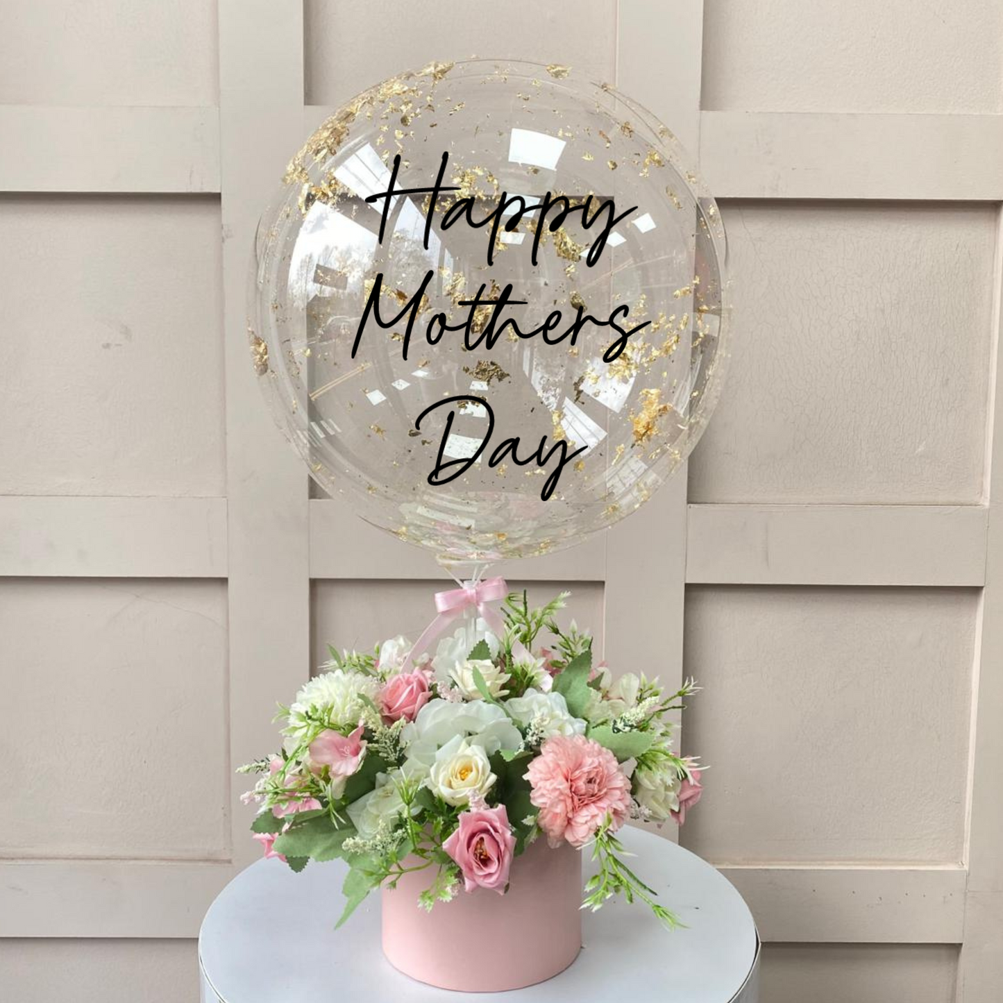 Mothers Day Flower Balloon Bouquet Gold