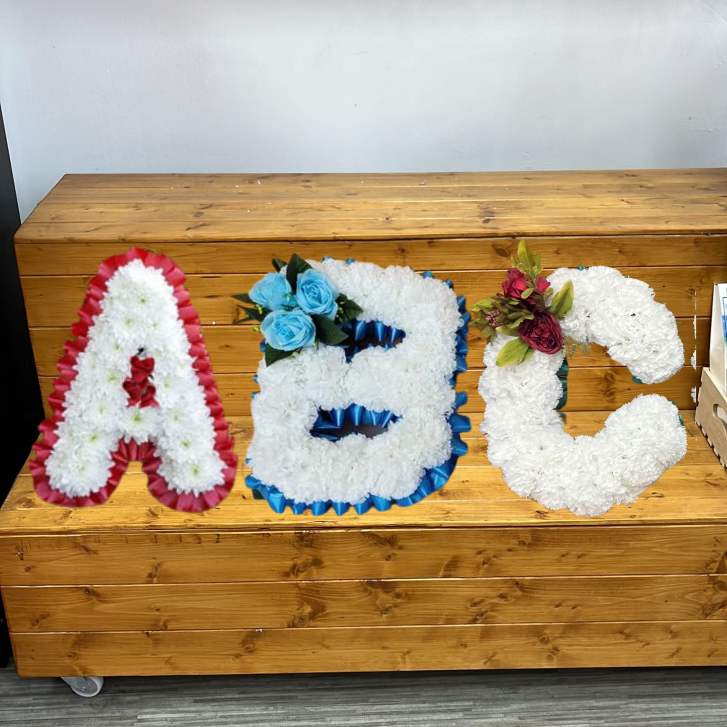 Any 3 Letters Artificial Silk Funeral Tribute Funeral Flower