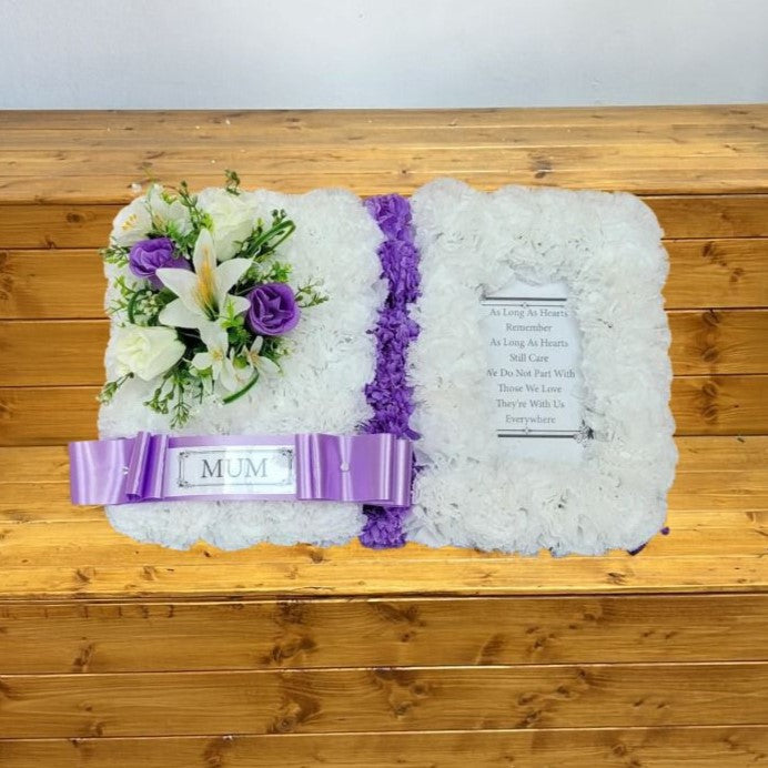 Open Book Artificial Silk Funeral Tribute Funeral Flower