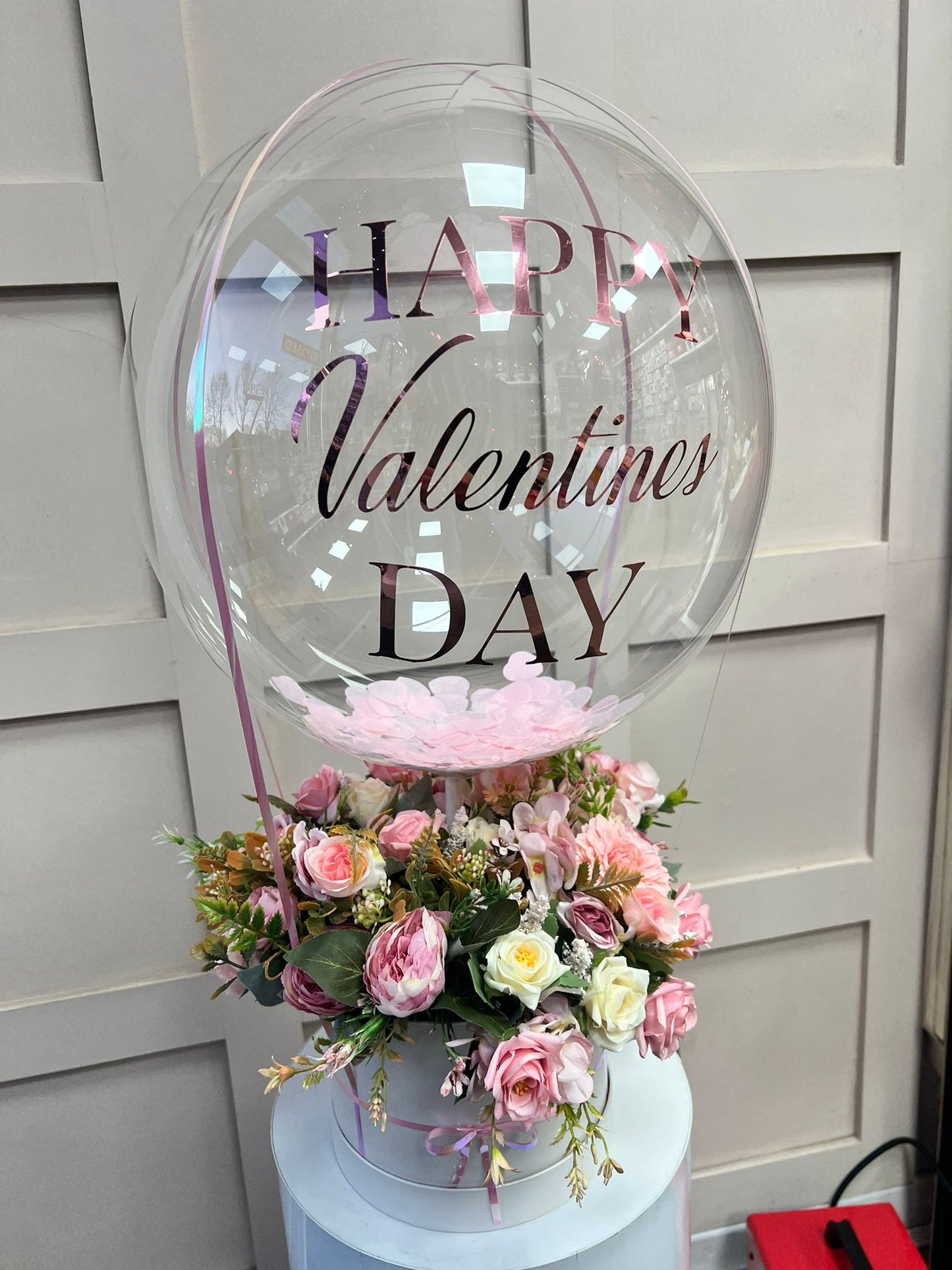 Valentines Day Balloon Flower Bouquet Pink